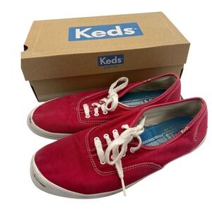 Keds Champion Red Canvas Sneakers Women's Size 9.5M Classic Casual Shoe Preowned